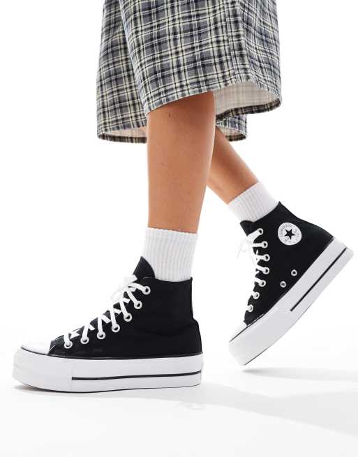 Converse – Chuck Taylor All Star Hi Lift Wide Fit – Svarta sneakers med höga skaft, tjock sula och bred passform