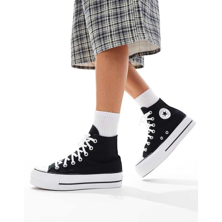 Converse Chuck Taylor All Star Hi Lift Wide Fit trainers in black ASOS