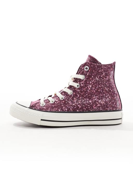 Converse – Chuck Taylor All Star Hi – Lila, glittriga sneakers med höga skaft, 4 av 5