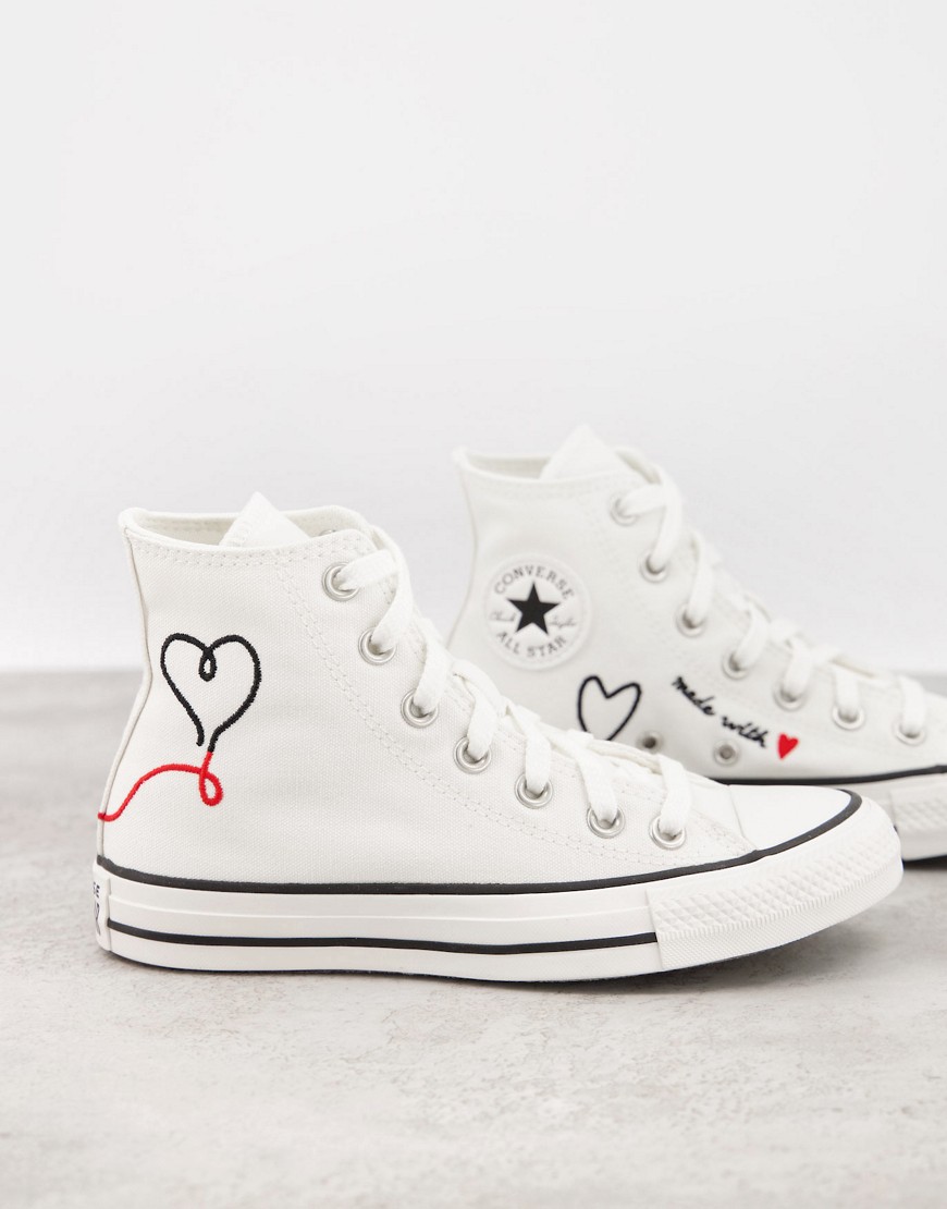 Converse Chuck Taylor All Star Hi Love Thread sneakers in vintage white