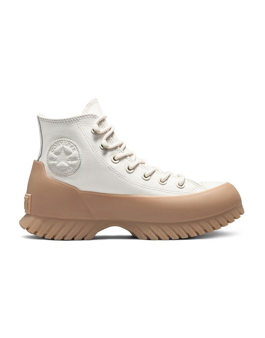 Converse Chuck Taylor All Star Hi Lugged 2.0 leather sneaker boots in cream with gum sole-White