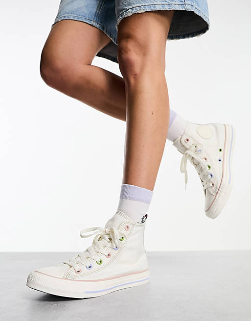 had Åre snesevis Converse Chuck Taylor All Star Hi Mixed Material sneakers in white | ASOS