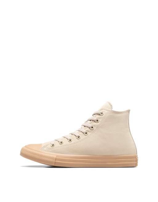 Converse – Chuck Taylor All Star Hi Monochrome – Knöchelhohe Sneaker in Steinbeige/Vintage-Weiß