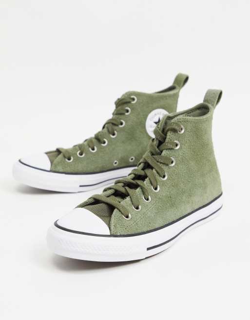 Khaki hot sale suede converse