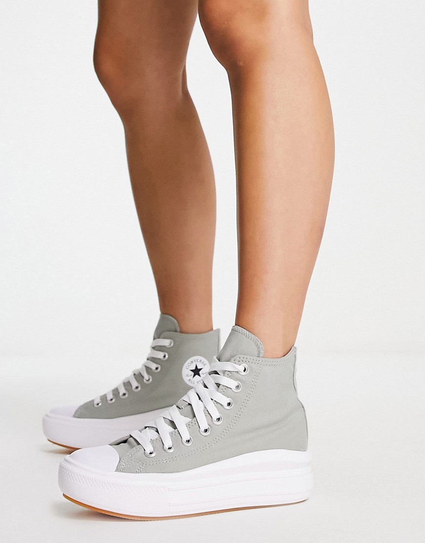 CONVERSE CHUCK TAYLOR ALL STAR HI MOVE CANVAS PLATFORM SNEAKERS IN SLATE SAGE-GREEN