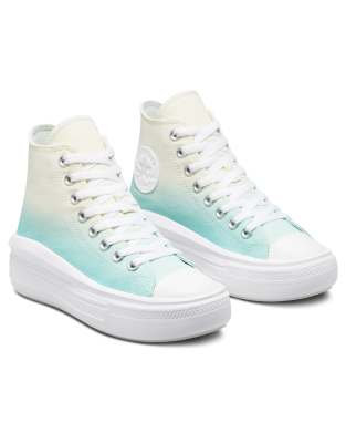 Converse Chuck Taylor All Star Hi Move Ombre Canvas Platform Sneakers In Egret/light Dew-white In White