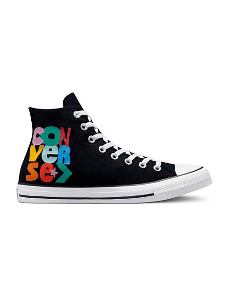 Converse Chuck Taylor All Star Hi Much Love canvas sneakers in black