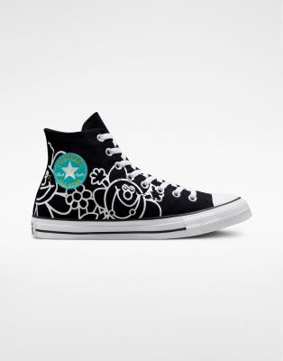 Converse Chuck Taylor All Star Hi Much Love printed sneakers in black