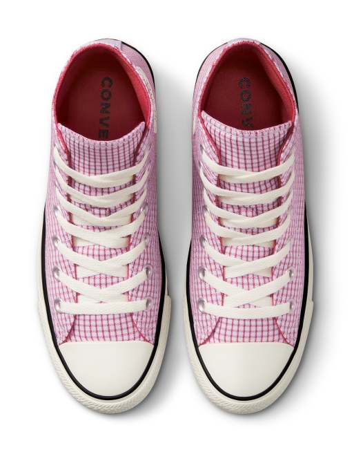 ik ben gelukkig wet Konijn Converse Chuck Taylor All Star Hi plaid sneakers in violet | ASOS