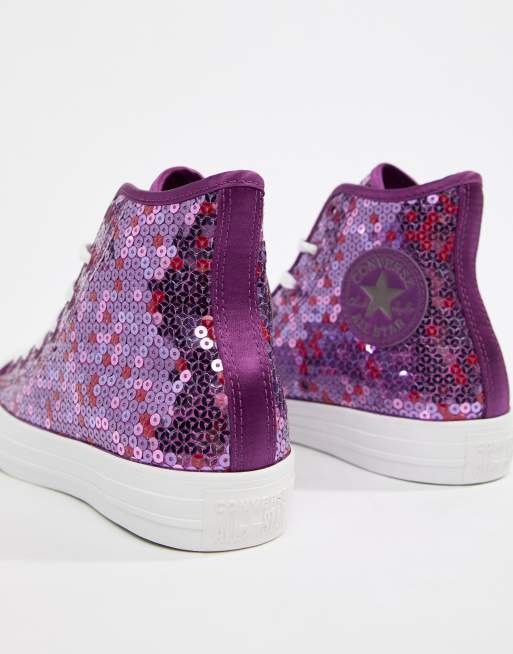 Purple sequin store converse