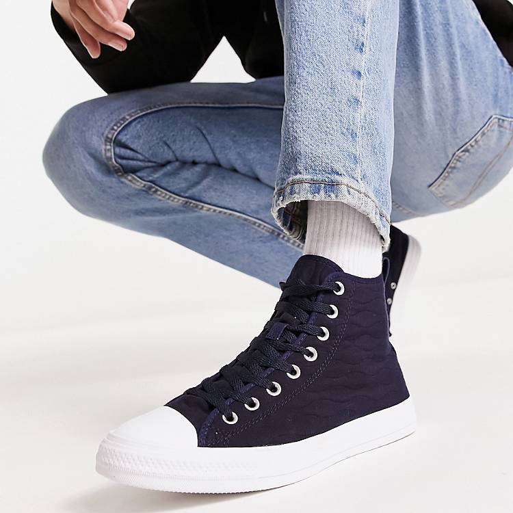 Converse Chuck Taylor All Star Hi quilted cosy utility trainers in black |  ASOS