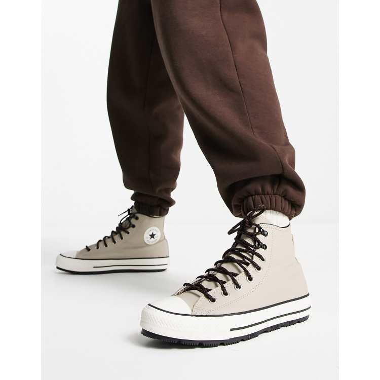 Converse Chuck Hi quilted winter trainers in putty | ASOS