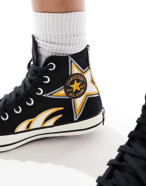 Black and on sale yellow converse