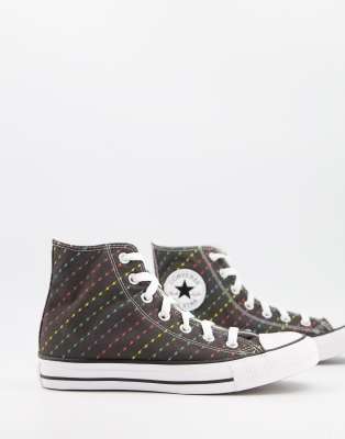 Converse Chuck Taylor All Star Hi rainbow bolt sneakers in black