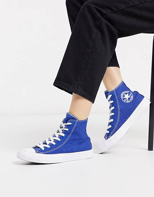 Converse Chuck Taylor All Star Hi Renew Denim Style Blue Sneakers | ASOS