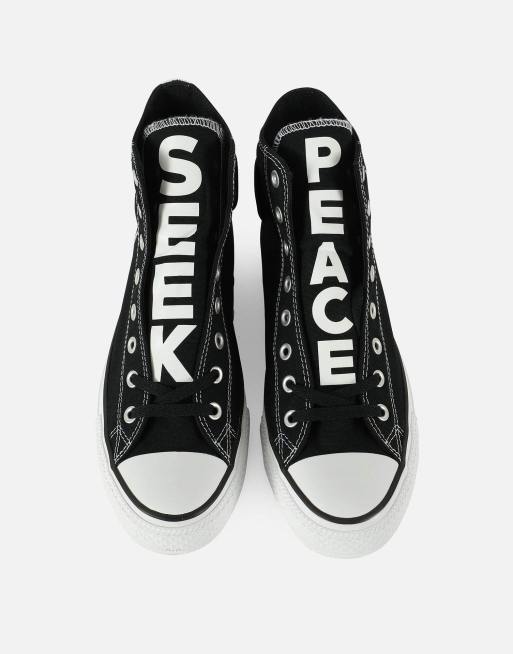 arroz asistencia Abandono Converse Chuck Taylor All Star Hi Seek Peace sneakers in black | ASOS