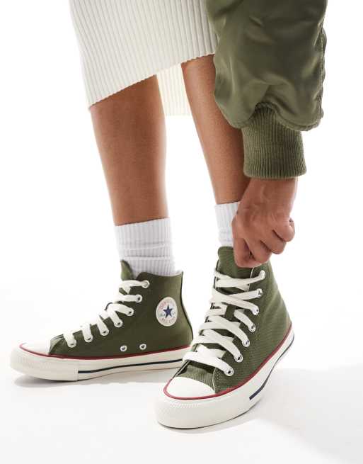 Converse Chuck Taylor All Star Hi Sneaker in Grun mit dicken Schnursenkeln