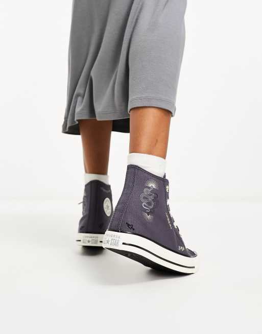 Converse Chuck Taylor All Star Hi Sneaker in Mittelblau mit Stickerei ASOS