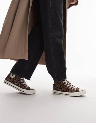 Converse Chuck - Taylor All Star Hi - Sneaker in Ponyfelloptik mit Leopardenmuster-Brown