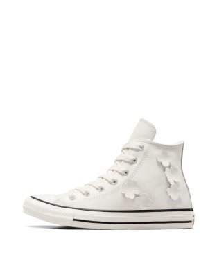 Converse - Chuck Taylor All Star Hi - Sneaker in Weiß mit 3D-Blumen