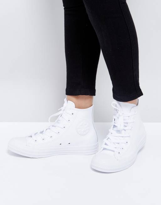 Converse Chuck Taylor All Star Hi Sneakers alte bianche in pelle ASOS