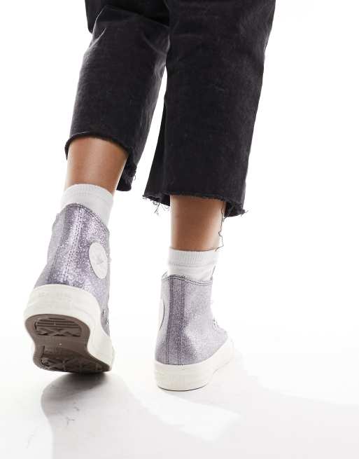 Converse argento cheap alte