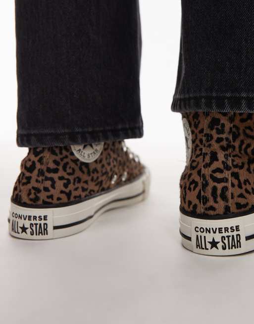 Converse - Chuck Taylor All Star Hi - Sneakers alte con stampa leopardata in cavallino, 3 di 5