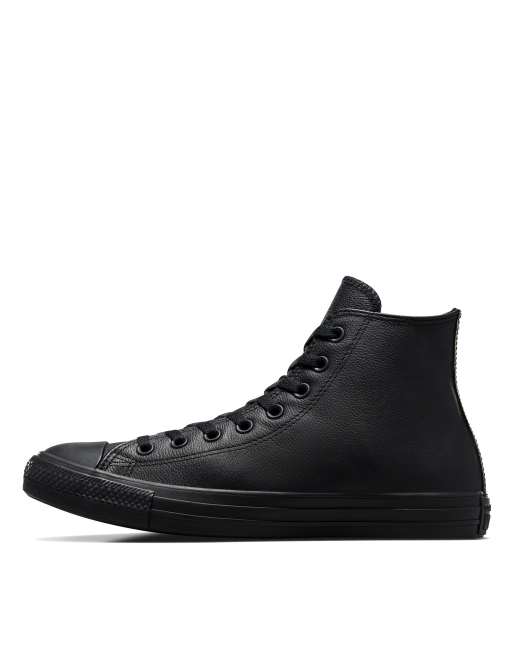 Converse Chuck Taylor All Star Hi Sneakers alte in pelle nere mono ASOS