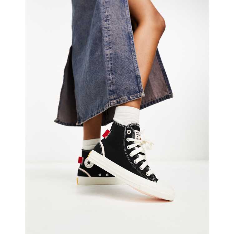 Converse nere con tacco hot sale