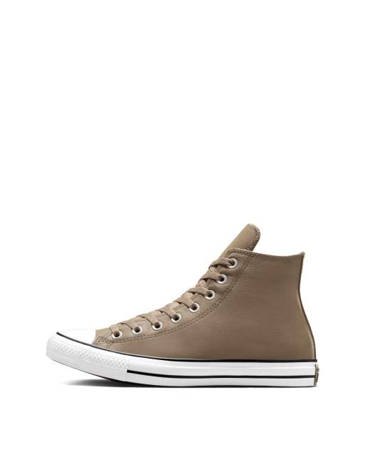 Converse Chuck Taylor All Star Hi Sneakers alte tortora in pelle ASOS