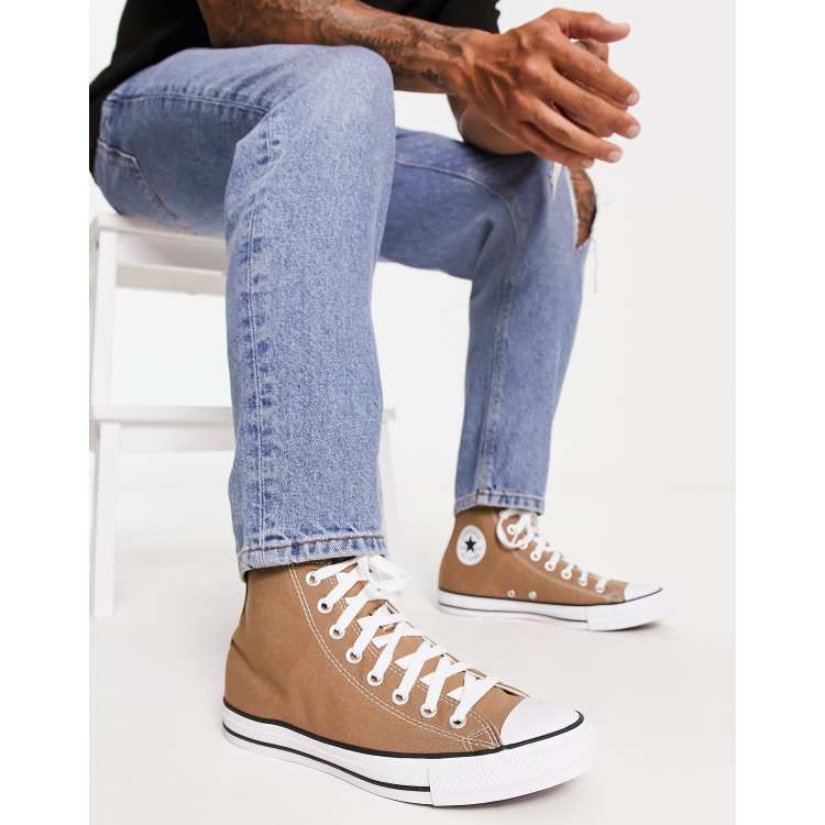 Converse Chuck Taylor All Star Hi Sneakers alte unisex marrone chiaro ASOS