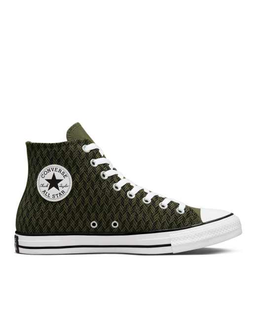 Converse Chuck Taylor All Star Hi Sneakers alte verde scuro con motivo a spina di pesce ASOS