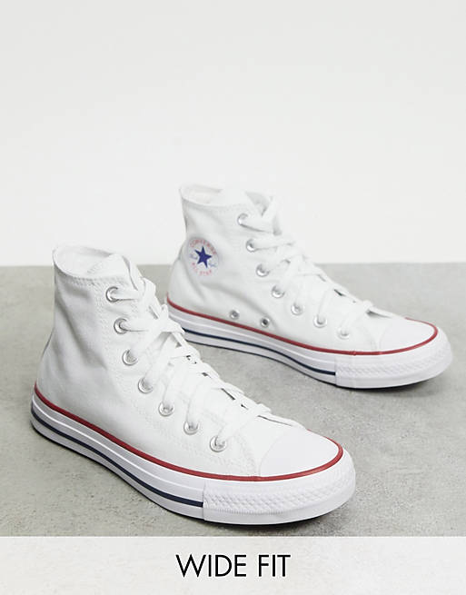 Converse - Chuck Taylor All Star Hi - Sneakers bianche alte a pianta larga لوحة خشب