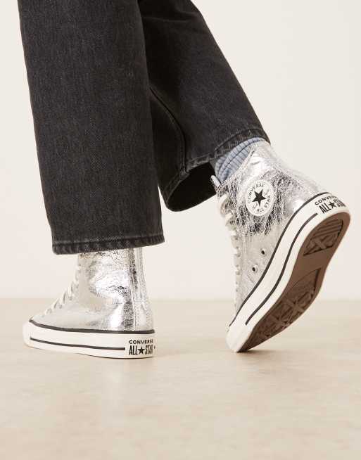 Converse Chuck Taylor - All Star Hi - Sneakers i metallisk sølvfarve, 4 af 5