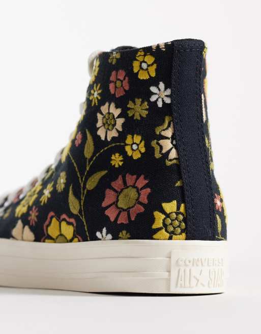 Converse Chuck Taylor All Star Hi sneakers in black floral print, 3 of 5