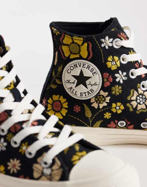 Converse Chuck Taylor All Star Hi sneakers in black floral print, 5 of 5