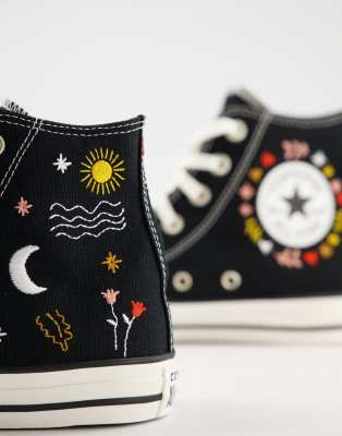 converse black embroidered