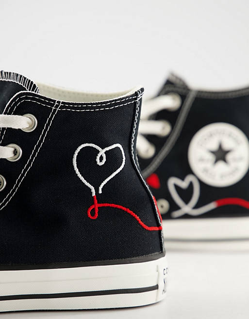 Converse Chuck Taylor All Star Hi sneakers in black with love print | ASOS