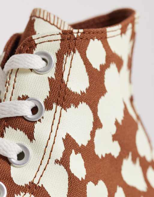 Converse Chuck Taylor All Star Hi sneakers in brown and white cow print, 4 of 5