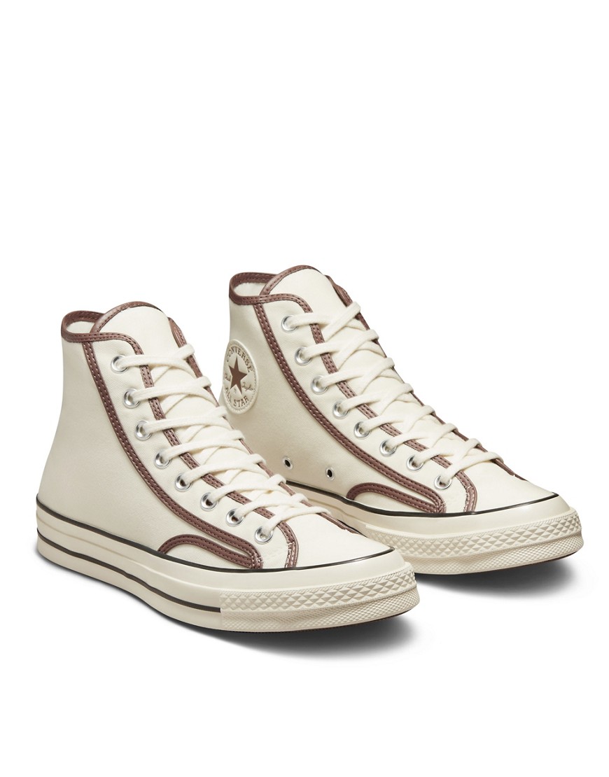 Converse Chuck Taylor All Star Hi Sneakers In Cream With Brown Detail
