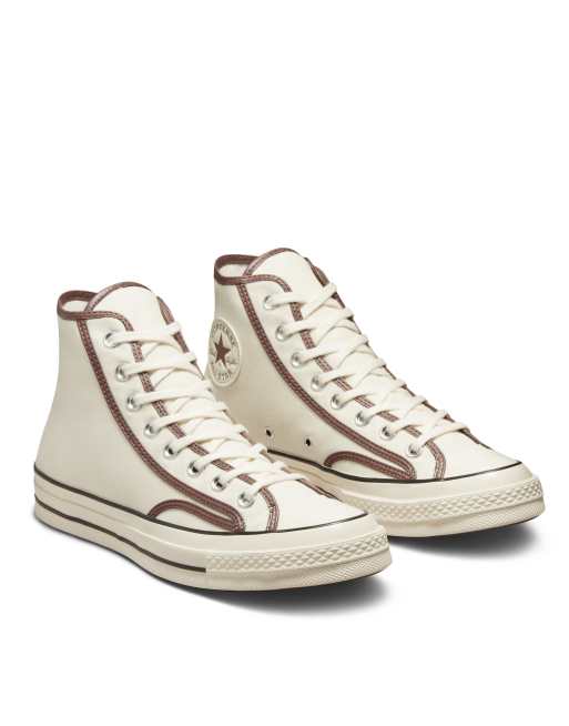 Converse Chuck Taylor All Star Hi sneakers in cream with brown