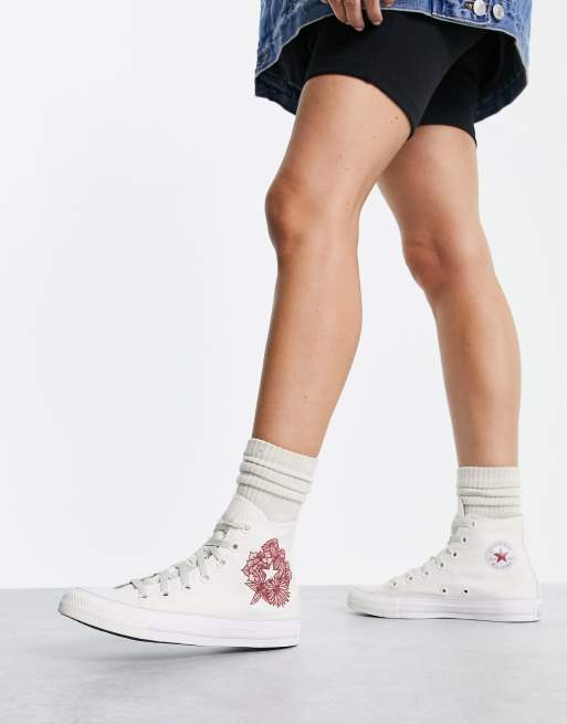 Converse Chuck Taylor All Star Hi sneakers in egret with floral