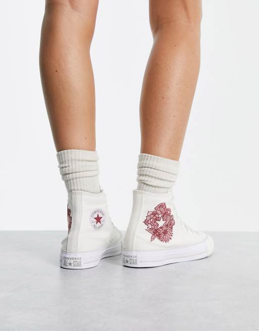 Converse Chuck Taylor All Star sneakers in egret with floral embroidery | ASOS