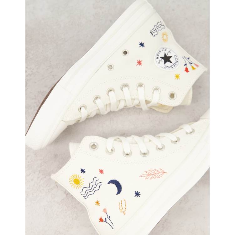 Converse Chuck Taylor All Star Hi sneakers in off white with embroidery