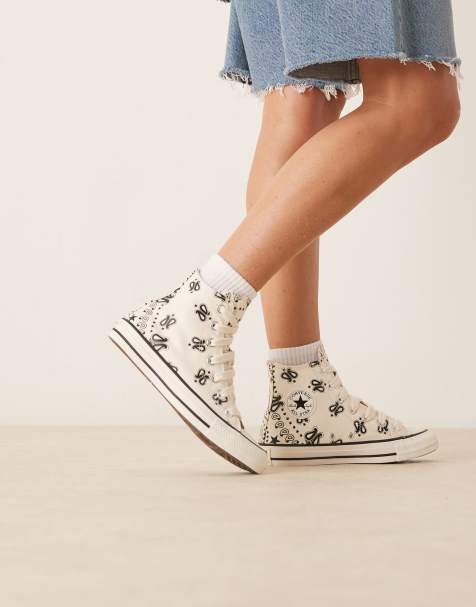 Converse Chuck Taylor All Star Hi sneakers in off white with flower detail - view 1