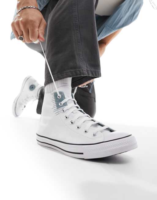 kutter Tag et bad afkom Converse Chuck Taylor All Star Hi sneakers in white with gray detail | ASOS