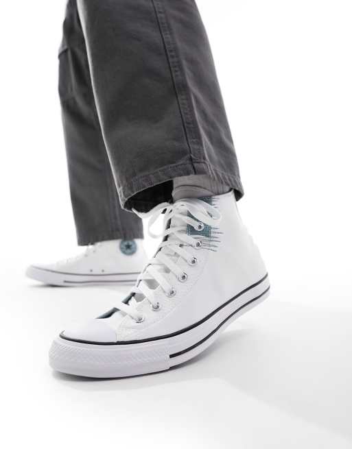 Converse Chuck Taylor All Star Hi sneakers in white with gray detail