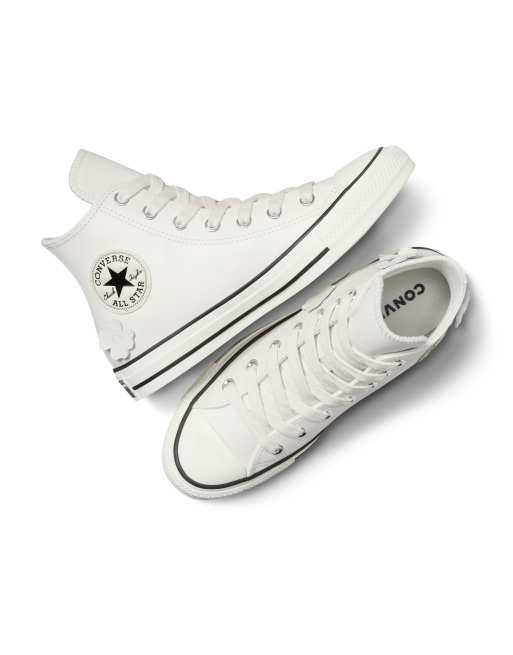 Converse Chuck Taylor - All Star Hi - Sneakers in wit met 3D bloemen, 3 van 4