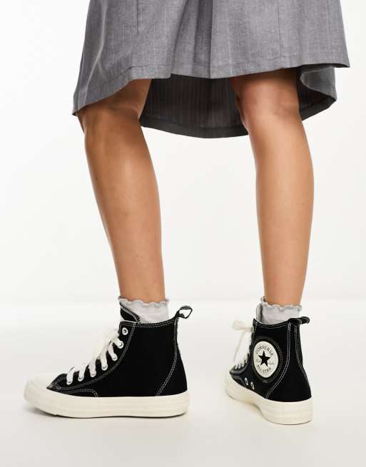 Converse Chuck Taylor All Star Hi Sneakers met dikke zool patch en veters in zwart