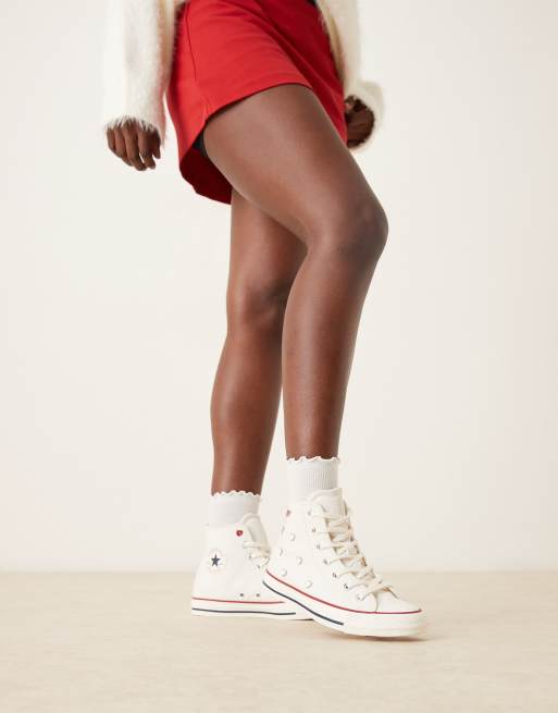 Converse Chuck Taylor - All Star Hi - Sneakers met hartdetail in wit, 5 van 5